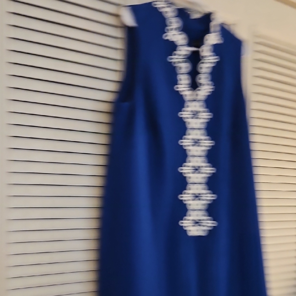 Jessica Howard Royal Blue Midi Dress with White Trim - Picture 5 of 9